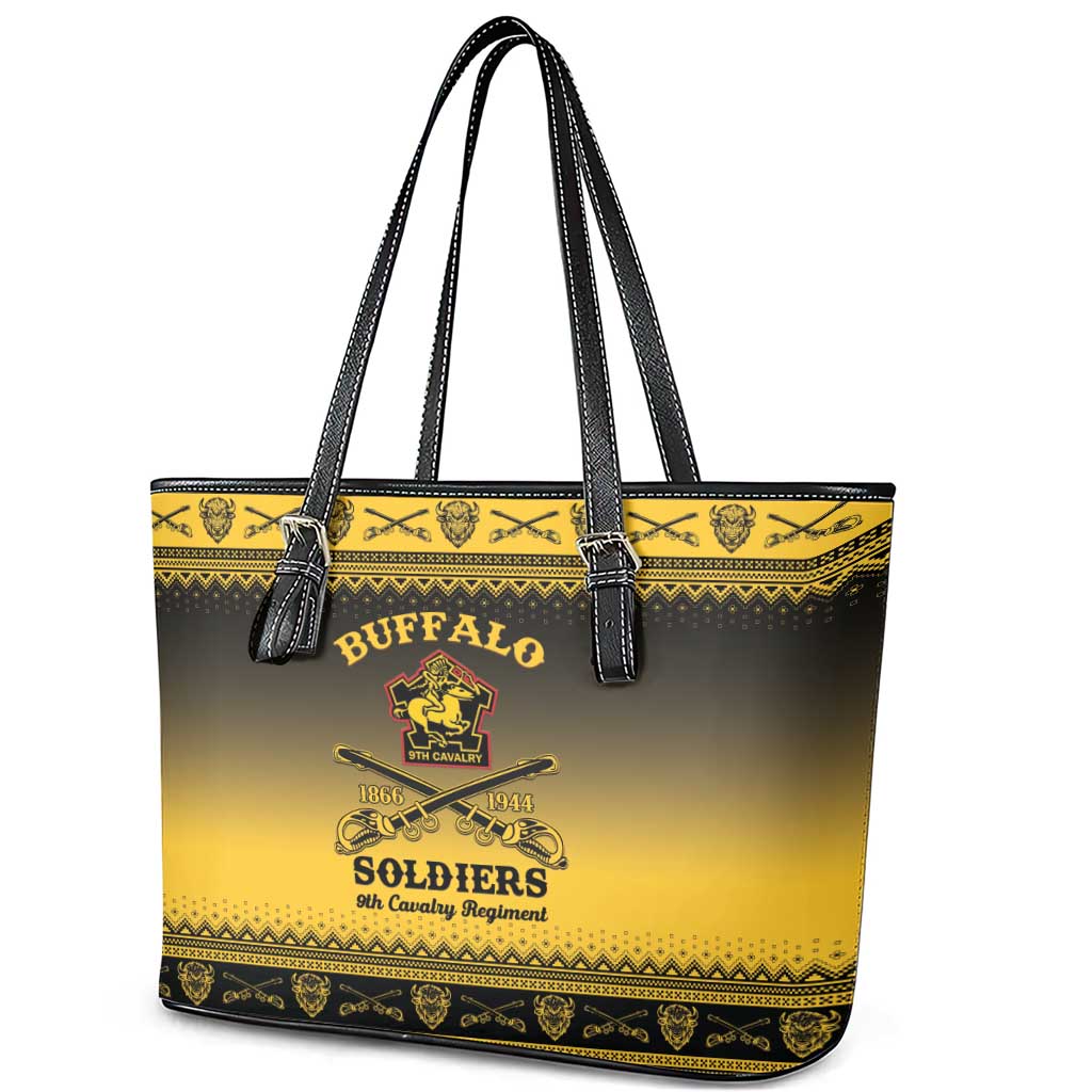 Buffalo Soldiers Christmas Leather Tote Bag 9th Cavalry Regiment - Wonder Print Shop