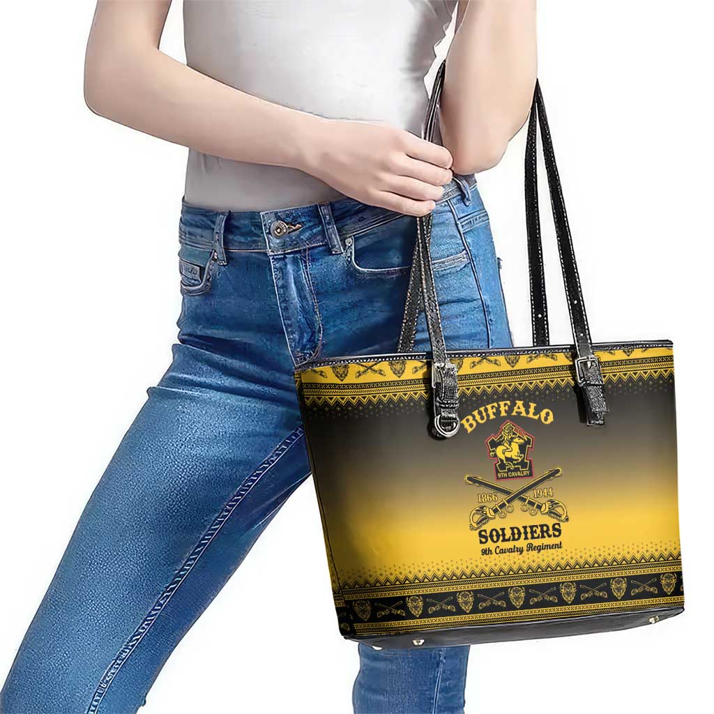 Buffalo Soldiers Christmas Leather Tote Bag 9th Cavalry Regiment - Wonder Print Shop