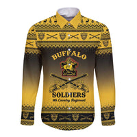 Buffalo Soldiers Christmas Long Sleeve Button Shirt 9th Cavalry Regiment - Wonder Print Shop