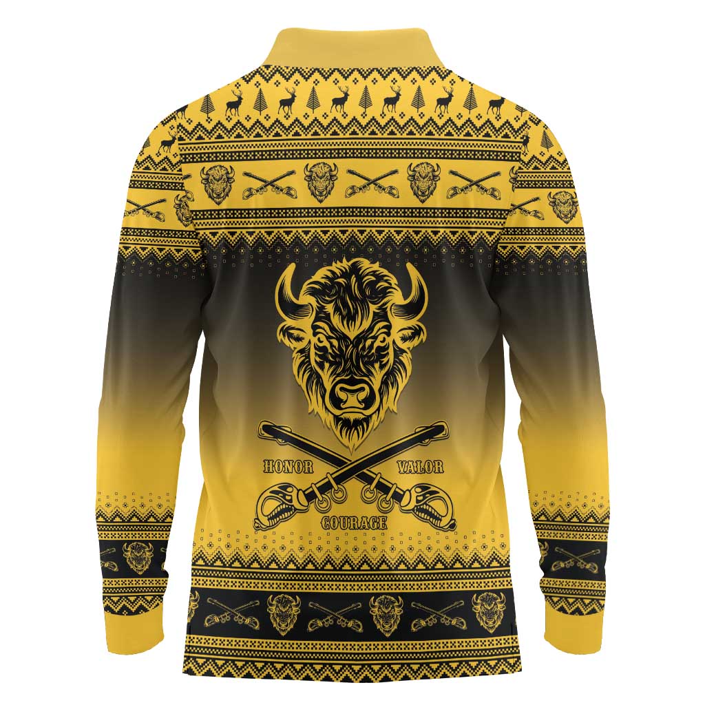 Buffalo Soldiers Christmas Long Sleeve Polo Shirt 9th Cavalry Regiment - Wonder Print Shop