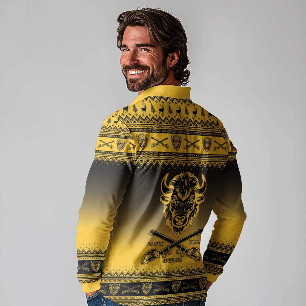 Buffalo Soldiers Christmas Long Sleeve Polo Shirt 9th Cavalry Regiment - Wonder Print Shop