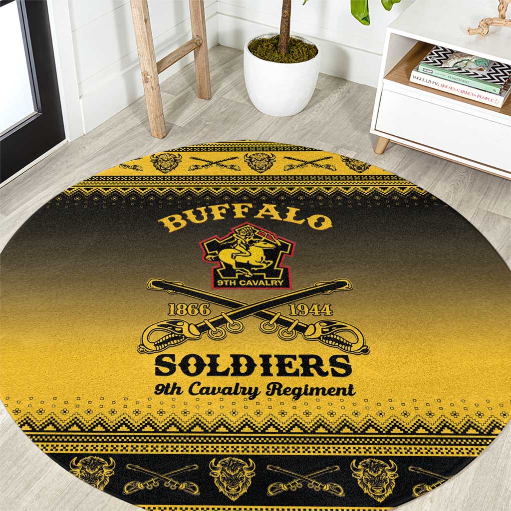 Buffalo Soldiers Christmas Round Carpet 9th Cavalry Regiment - Wonder Print Shop
