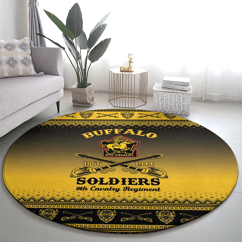 Buffalo Soldiers Christmas Round Carpet 9th Cavalry Regiment - Wonder Print Shop