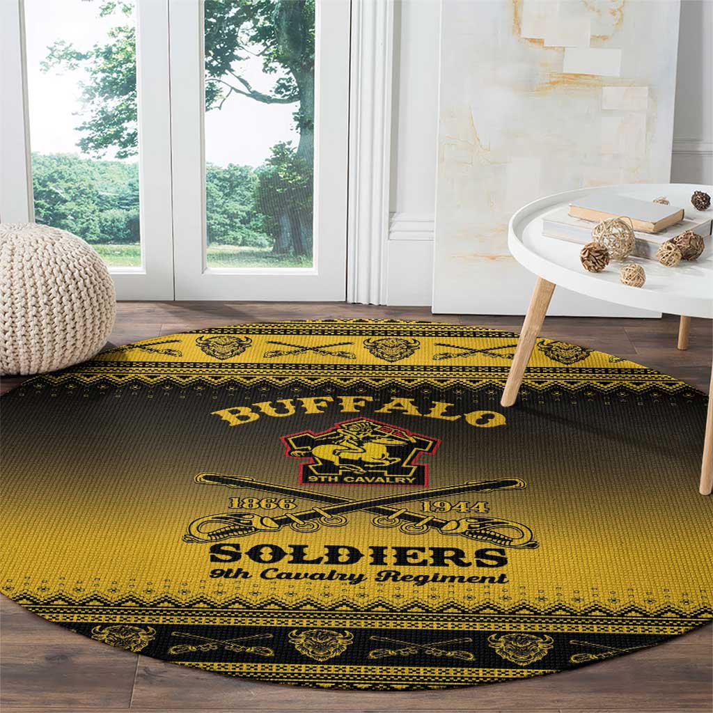 Buffalo Soldiers Christmas Round Carpet 9th Cavalry Regiment - Wonder Print Shop