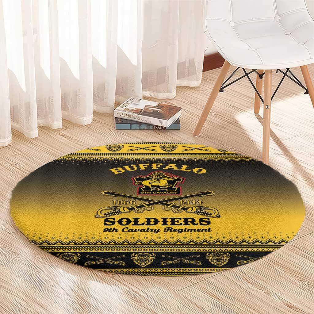 Buffalo Soldiers Christmas Round Carpet 9th Cavalry Regiment - Wonder Print Shop