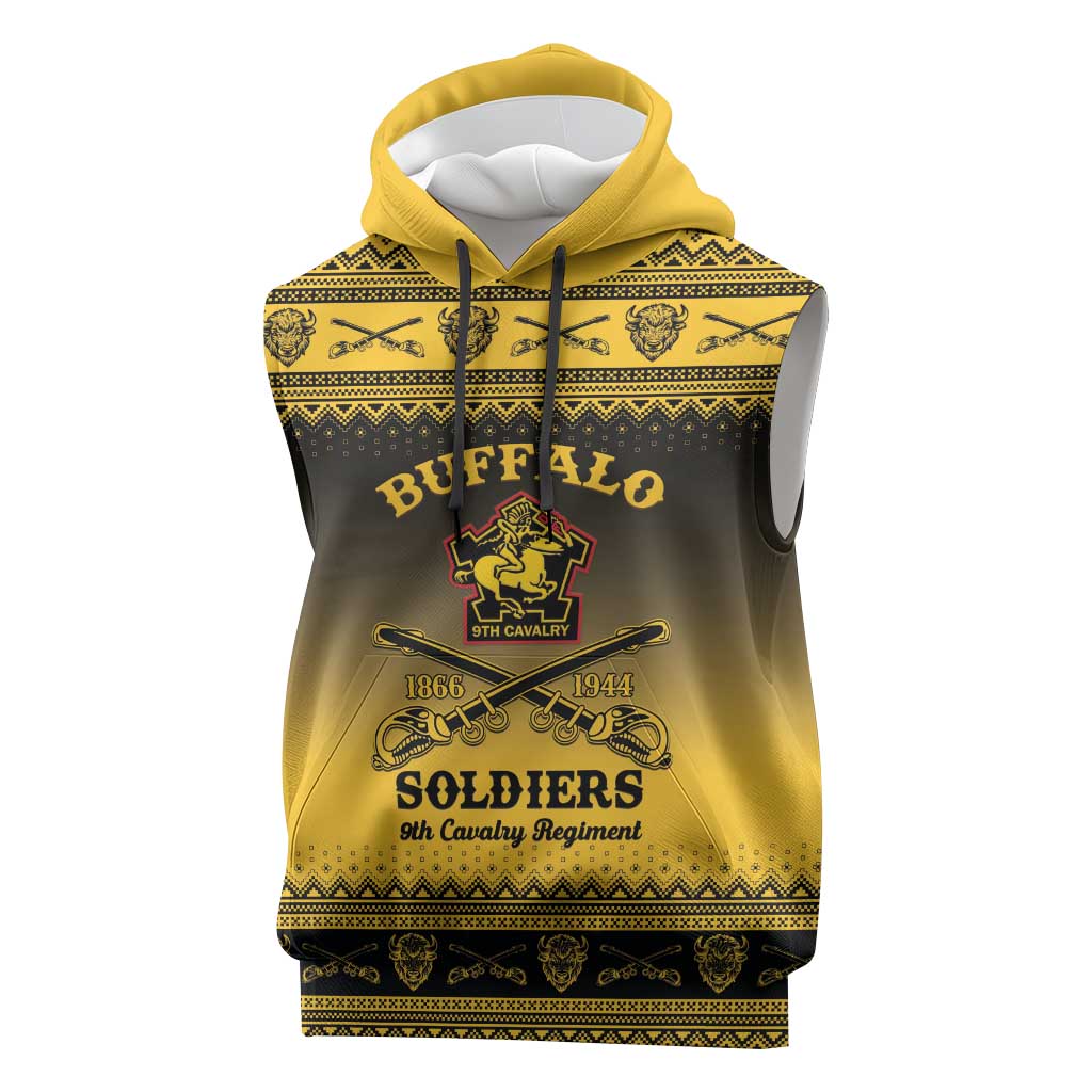 Buffalo Soldiers Christmas Sleeveless Hoodie 9th Cavalry Regiment - Wonder Print Shop