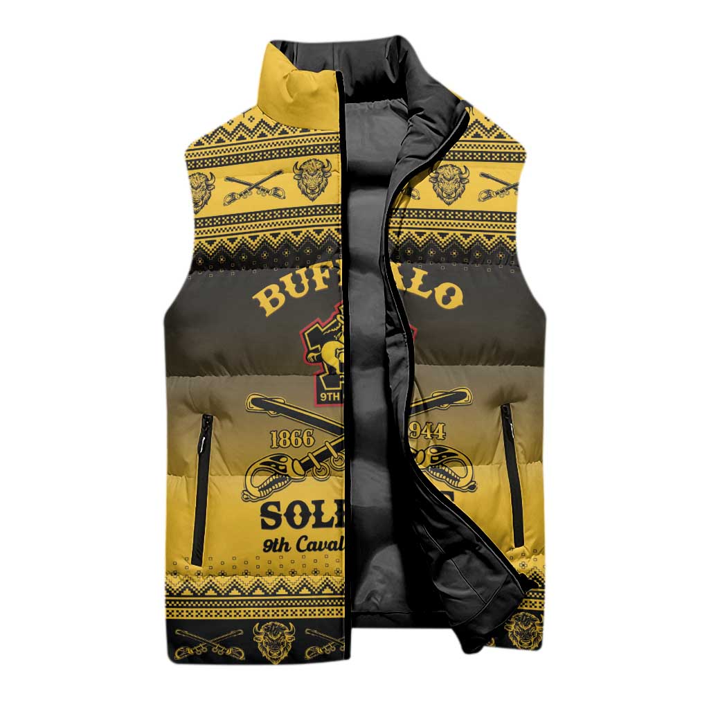 Buffalo Soldiers Christmas Sleeveless Puffer Jacket 9th Cavalry Regiment - Wonder Print Shop