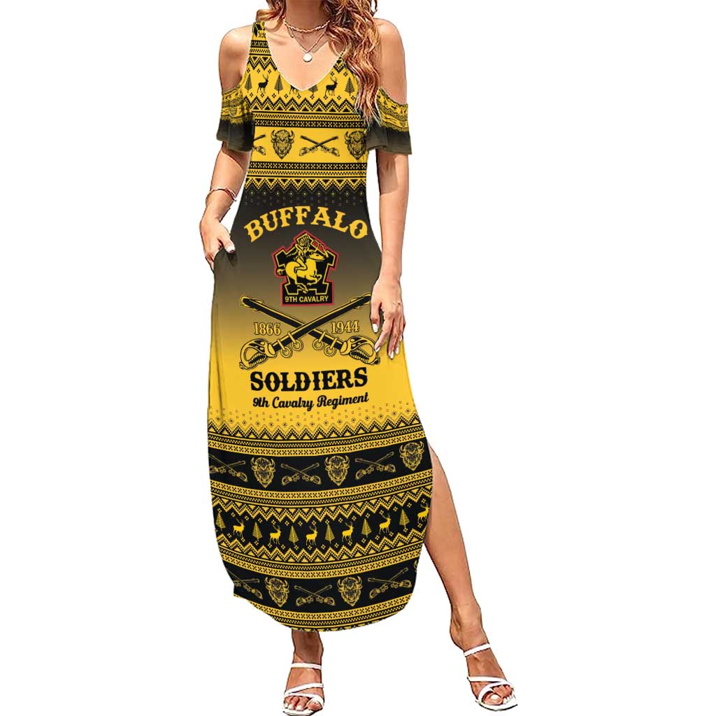 Buffalo Soldiers Christmas Summer Maxi Dress 9th Cavalry Regiment - Wonder Print Shop