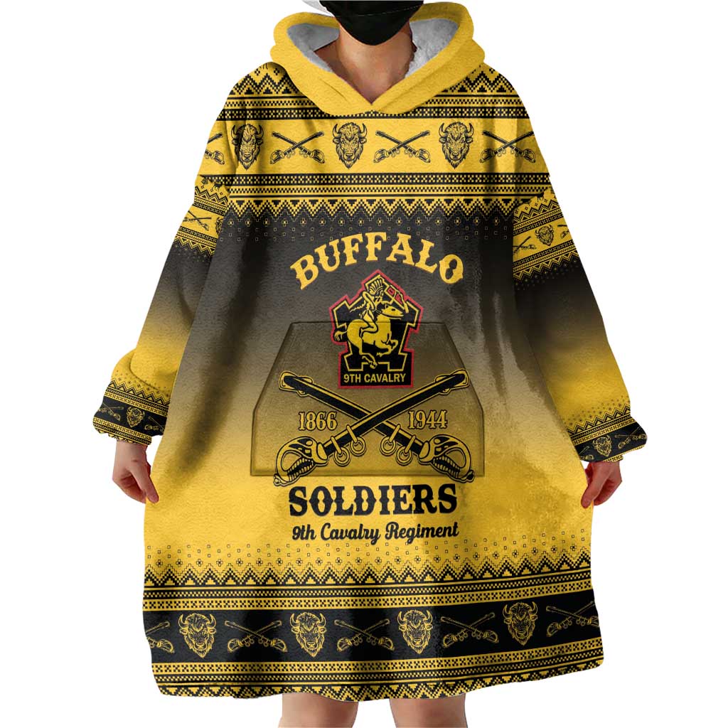 Buffalo Soldiers Christmas Wearable Blanket Hoodie 9th Cavalry Regiment - Wonder Print Shop