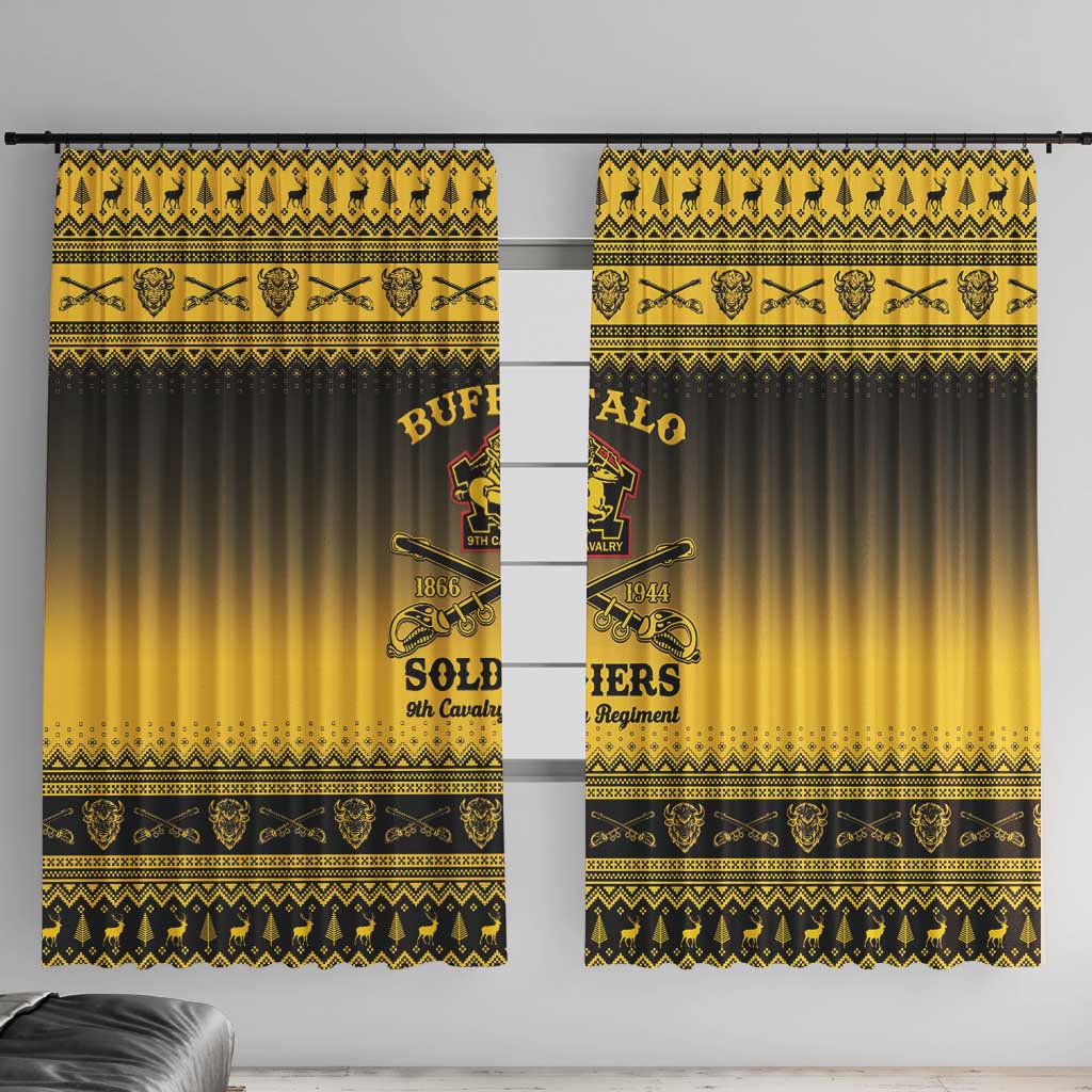 Buffalo Soldiers Christmas Window Curtain 9th Cavalry Regiment - Wonder Print Shop