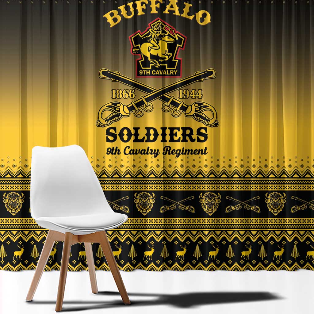 Buffalo Soldiers Christmas Window Curtain 9th Cavalry Regiment - Wonder Print Shop