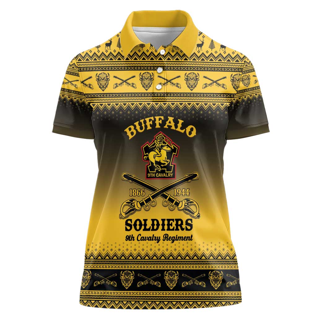 Buffalo Soldiers Christmas Women Polo Shirt 9th Cavalry Regiment - Wonder Print Shop