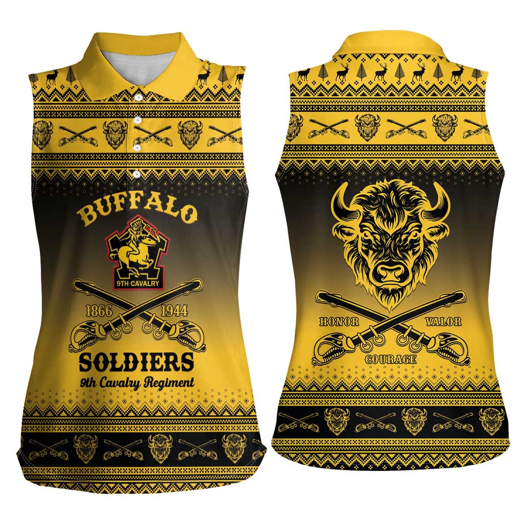 Buffalo Soldiers Christmas Women Sleeveless Polo Shirt 9th Cavalry Regiment - Wonder Print Shop
