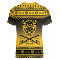 Buffalo Soldiers Christmas Women V-Neck T-Shirt 9th Cavalry Regiment - Wonder Print Shop