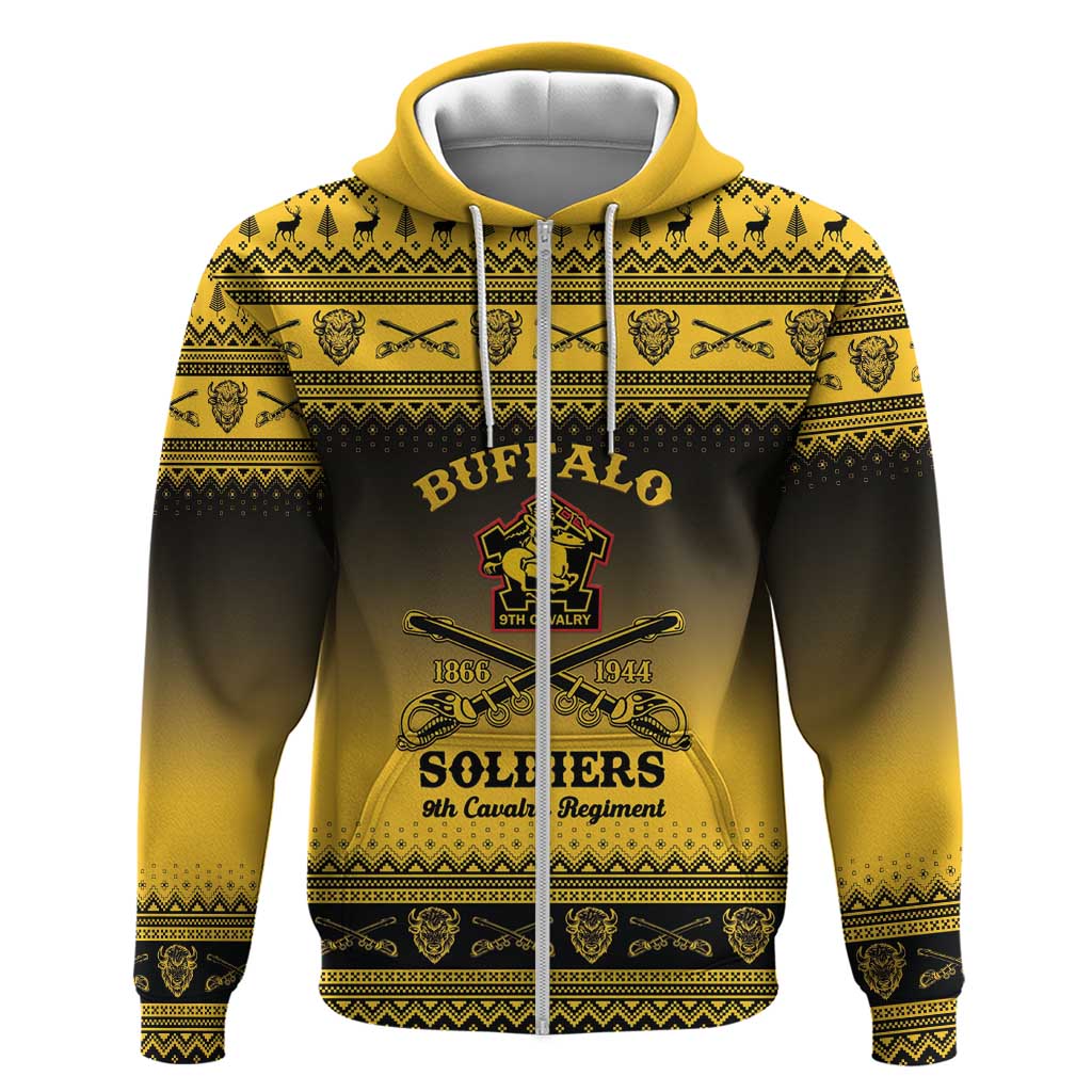 Buffalo Soldiers Christmas Zip Hoodie 9th Cavalry Regiment - Wonder Print Shop