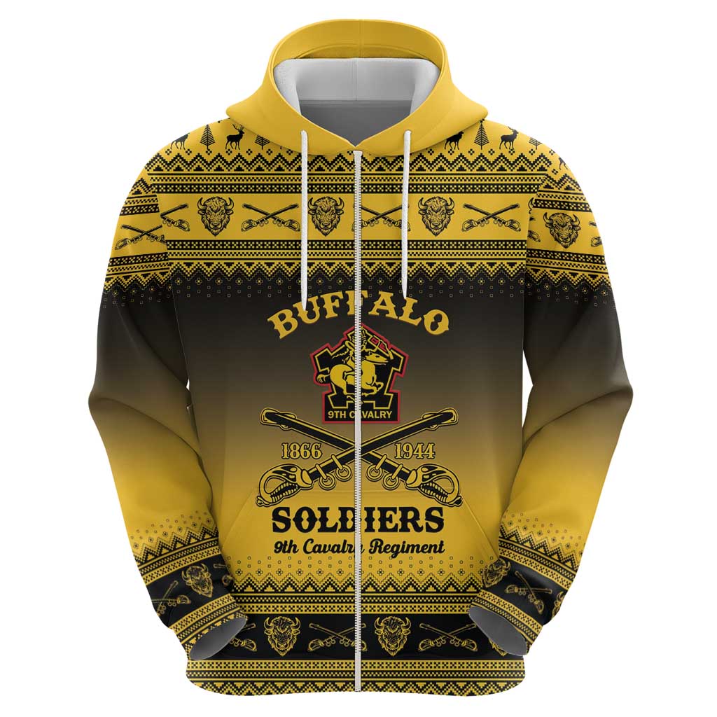 Buffalo Soldiers Christmas Zip Hoodie 9th Cavalry Regiment - Wonder Print Shop