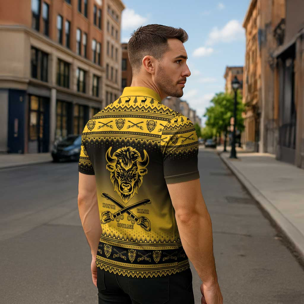 Buffalo Soldiers Christmas Zipper Polo Shirt 9th Cavalry Regiment - Wonder Print Shop