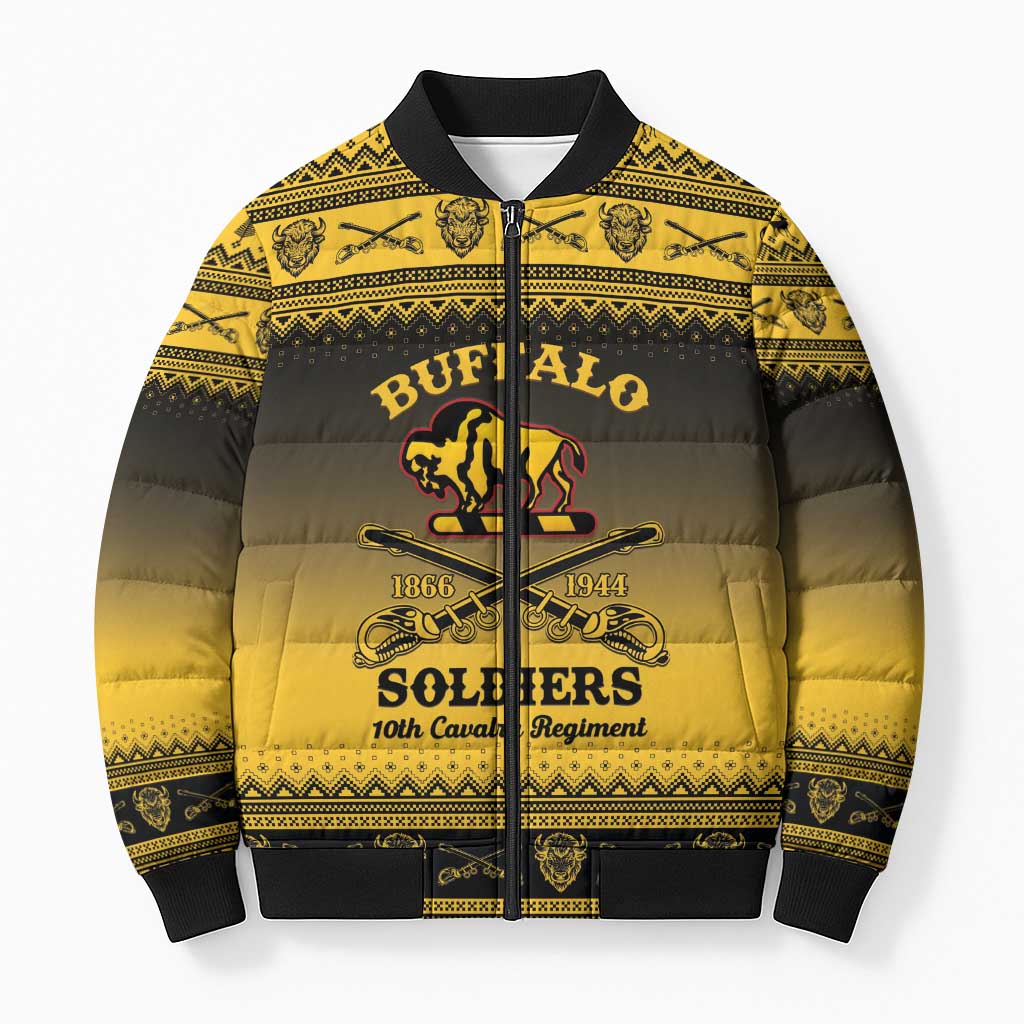 Buffalo Soldiers Christmas Bomber Puffer Jacket 10th Cavalry Regiment - Wonder Print Shop