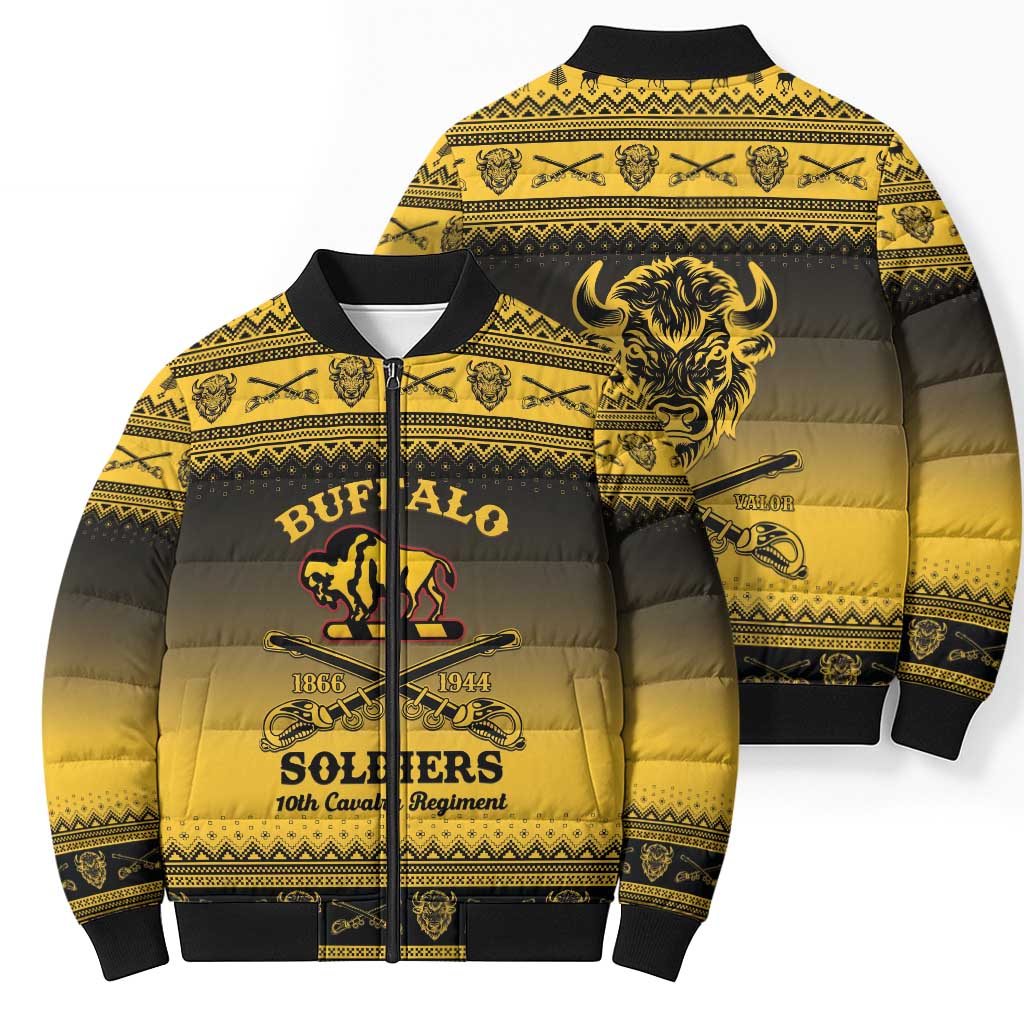 Buffalo Soldiers Christmas Bomber Puffer Jacket 10th Cavalry Regiment - Wonder Print Shop