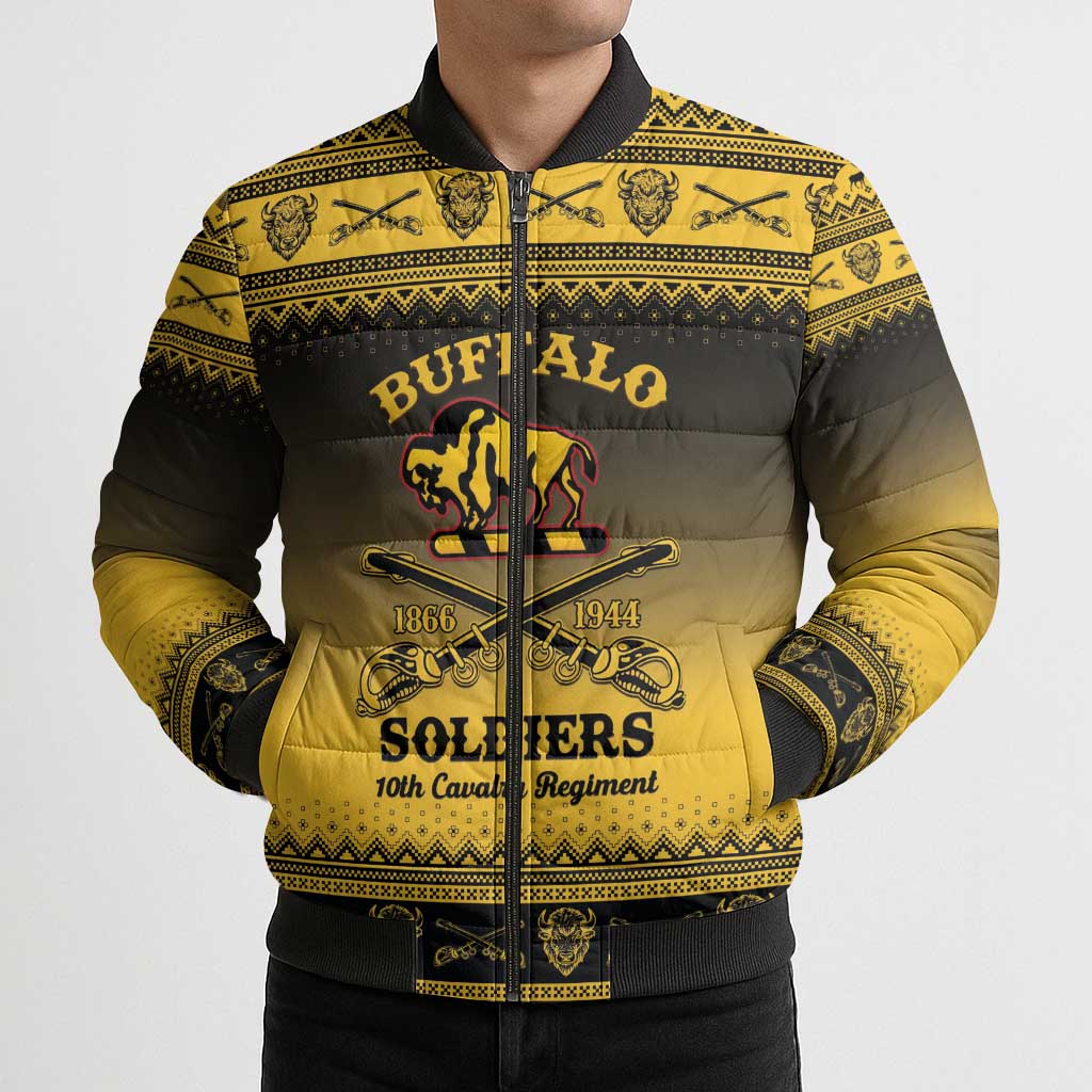 Buffalo Soldiers Christmas Bomber Puffer Jacket 10th Cavalry Regiment - Wonder Print Shop