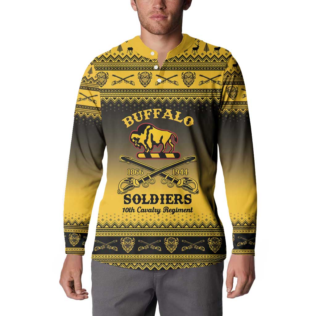 Buffalo Soldiers Christmas Button Sweatshirt 10th Cavalry Regiment - Wonder Print Shop