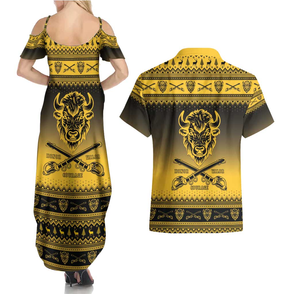 Buffalo Soldiers Christmas Couples Matching Summer Maxi Dress and Hawaiian Shirt 10th Cavalry Regiment - Wonder Print Shop