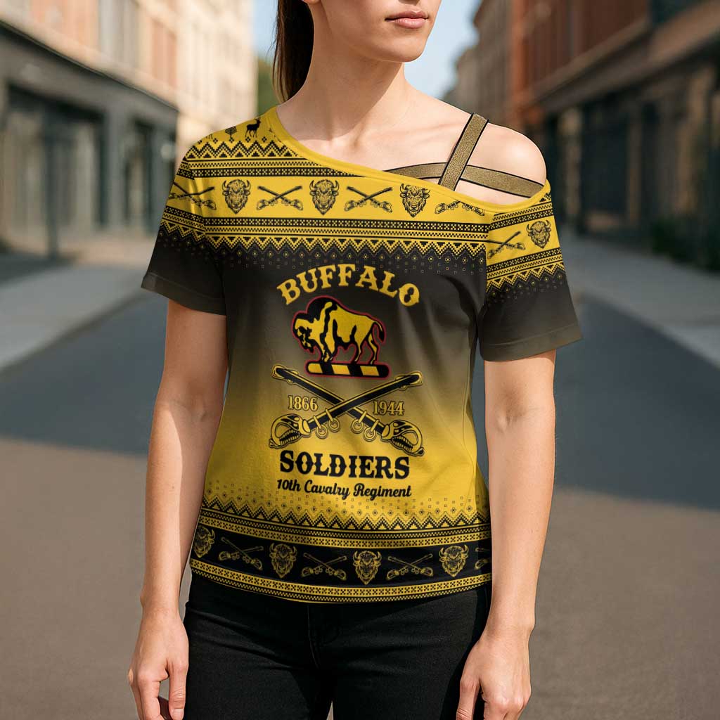 Buffalo Soldiers Christmas Cross Shoulder Shirt 10th Cavalry Regiment - Wonder Print Shop