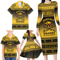 Buffalo Soldiers Christmas Family Matching Long Sleeve Bodycon Dress and Hawaiian Shirt 10th Cavalry Regiment - Wonder Print Shop