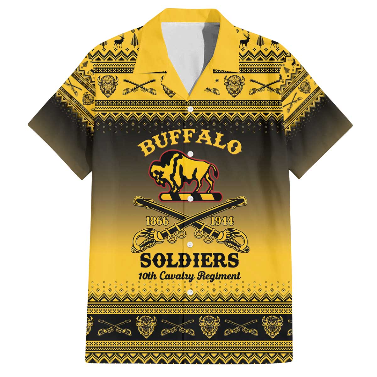 Buffalo Soldiers Christmas Family Matching Off The Shoulder Long Sleeve Dress and Hawaiian Shirt 10th Cavalry Regiment - Wonder Print Shop