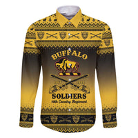 Buffalo Soldiers Christmas Family Matching Off The Shoulder Long Sleeve Dress and Hawaiian Shirt 10th Cavalry Regiment - Wonder Print Shop