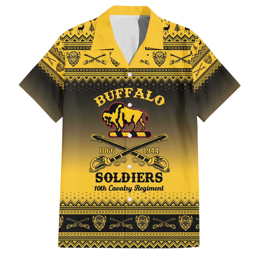 Buffalo Soldiers Christmas Family Matching Off Shoulder Maxi Dress and Hawaiian Shirt 10th Cavalry Regiment - Wonder Print Shop