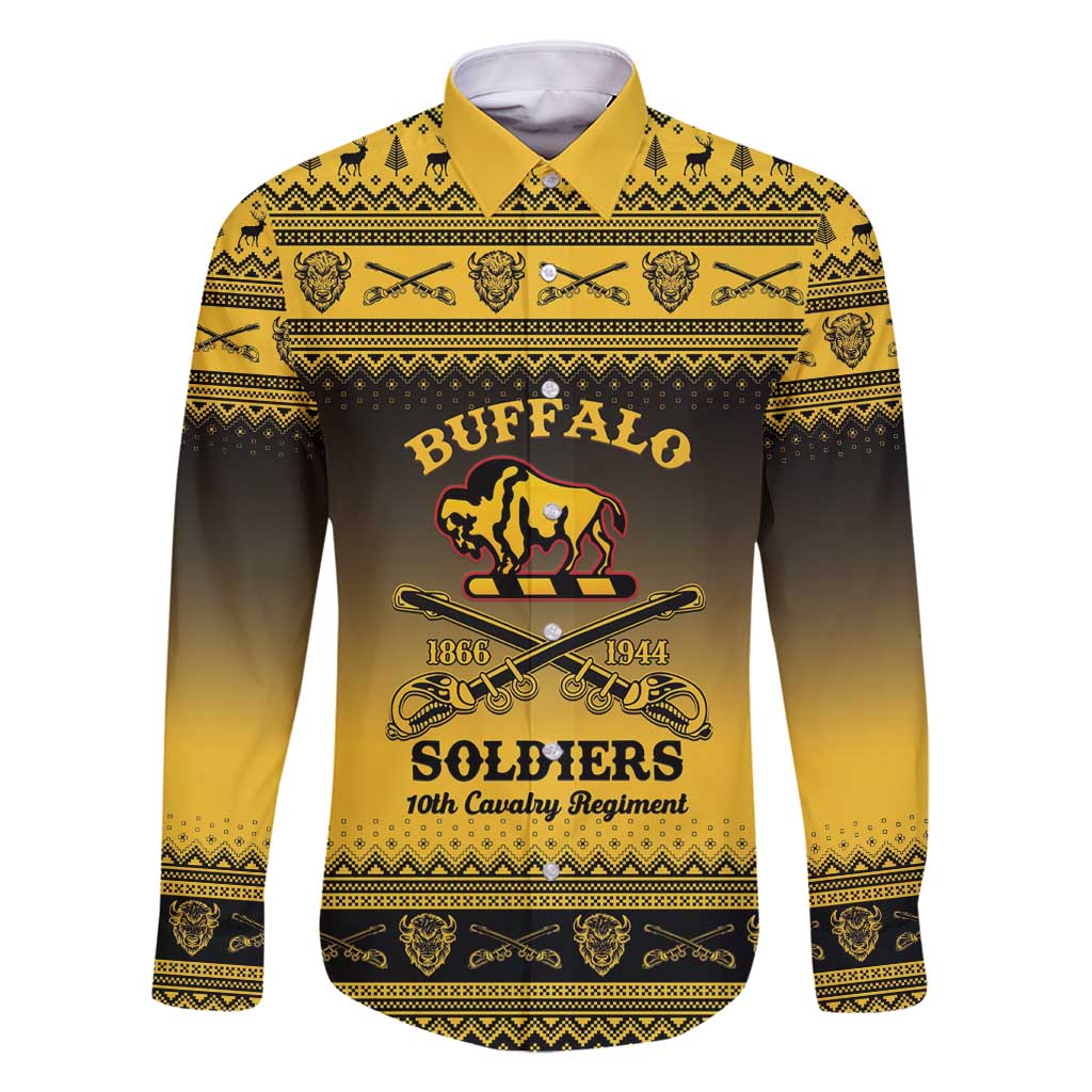 Buffalo Soldiers Christmas Family Matching Off Shoulder Maxi Dress and Hawaiian Shirt 10th Cavalry Regiment - Wonder Print Shop