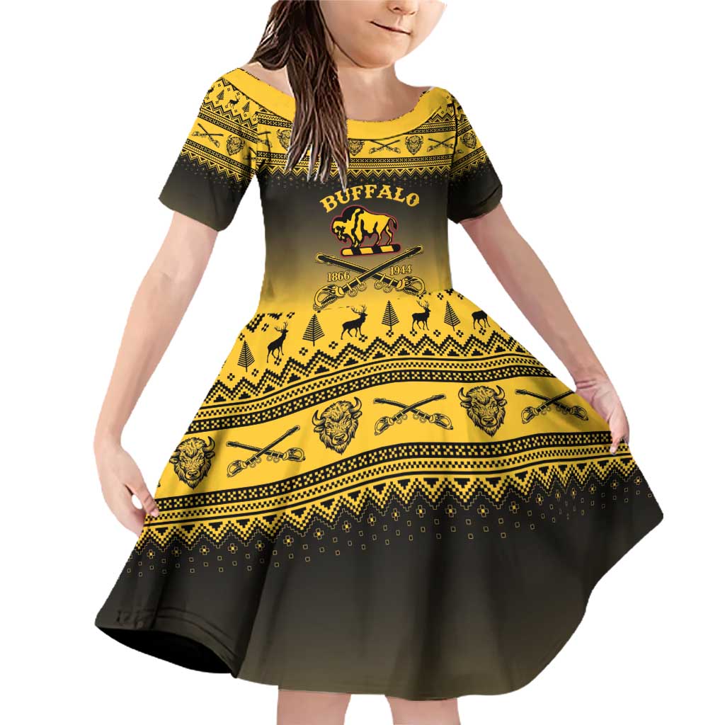 Buffalo Soldiers Christmas Family Matching Off Shoulder Short Dress and Hawaiian Shirt 10th Cavalry Regiment - Wonder Print Shop