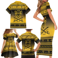 Buffalo Soldiers Christmas Family Matching Short Sleeve Bodycon Dress and Hawaiian Shirt 10th Cavalry Regiment - Wonder Print Shop