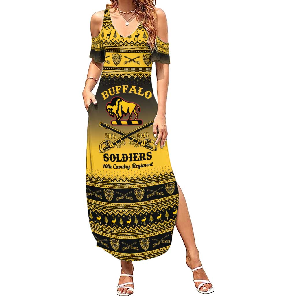 Buffalo Soldiers Christmas Family Matching Summer Maxi Dress and Hawaiian Shirt 10th Cavalry Regiment - Wonder Print Shop
