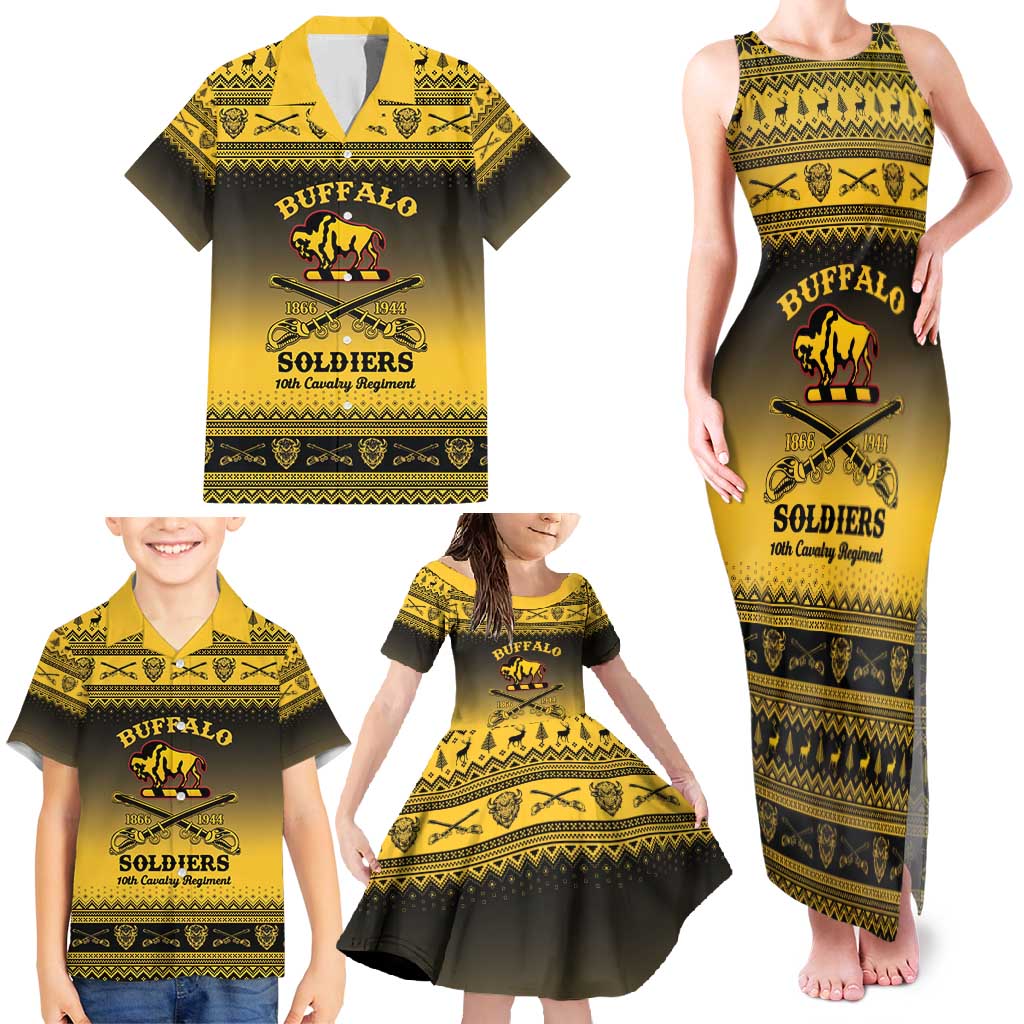 Buffalo Soldiers Christmas Family Matching Tank Maxi Dress and Hawaiian Shirt 10th Cavalry Regiment - Wonder Print Shop