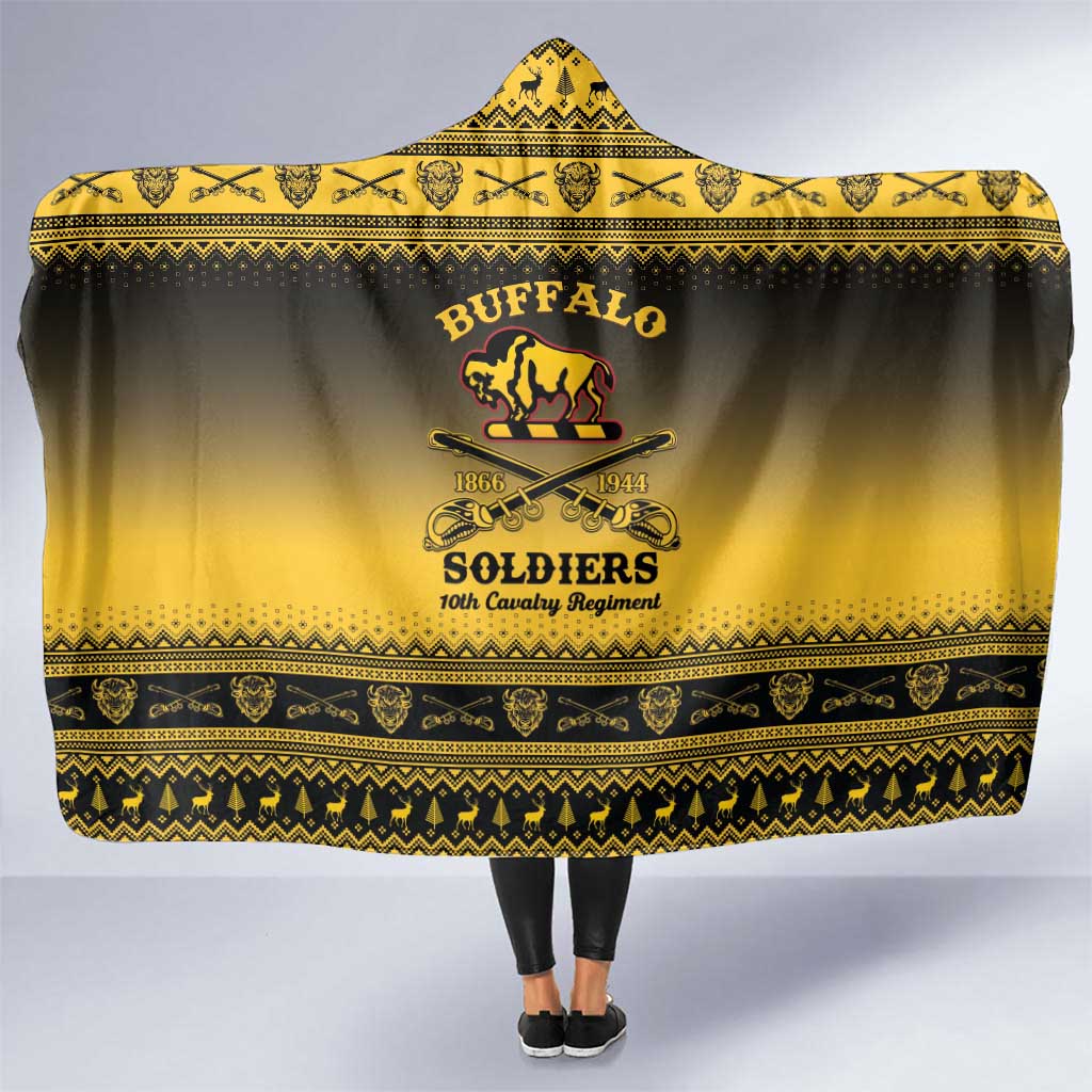 Buffalo Soldiers Christmas Hooded Blanket 10th Cavalry Regiment - Wonder Print Shop
