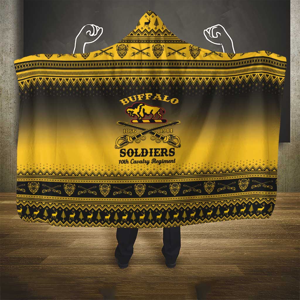 Buffalo Soldiers Christmas Hooded Blanket 10th Cavalry Regiment - Wonder Print Shop