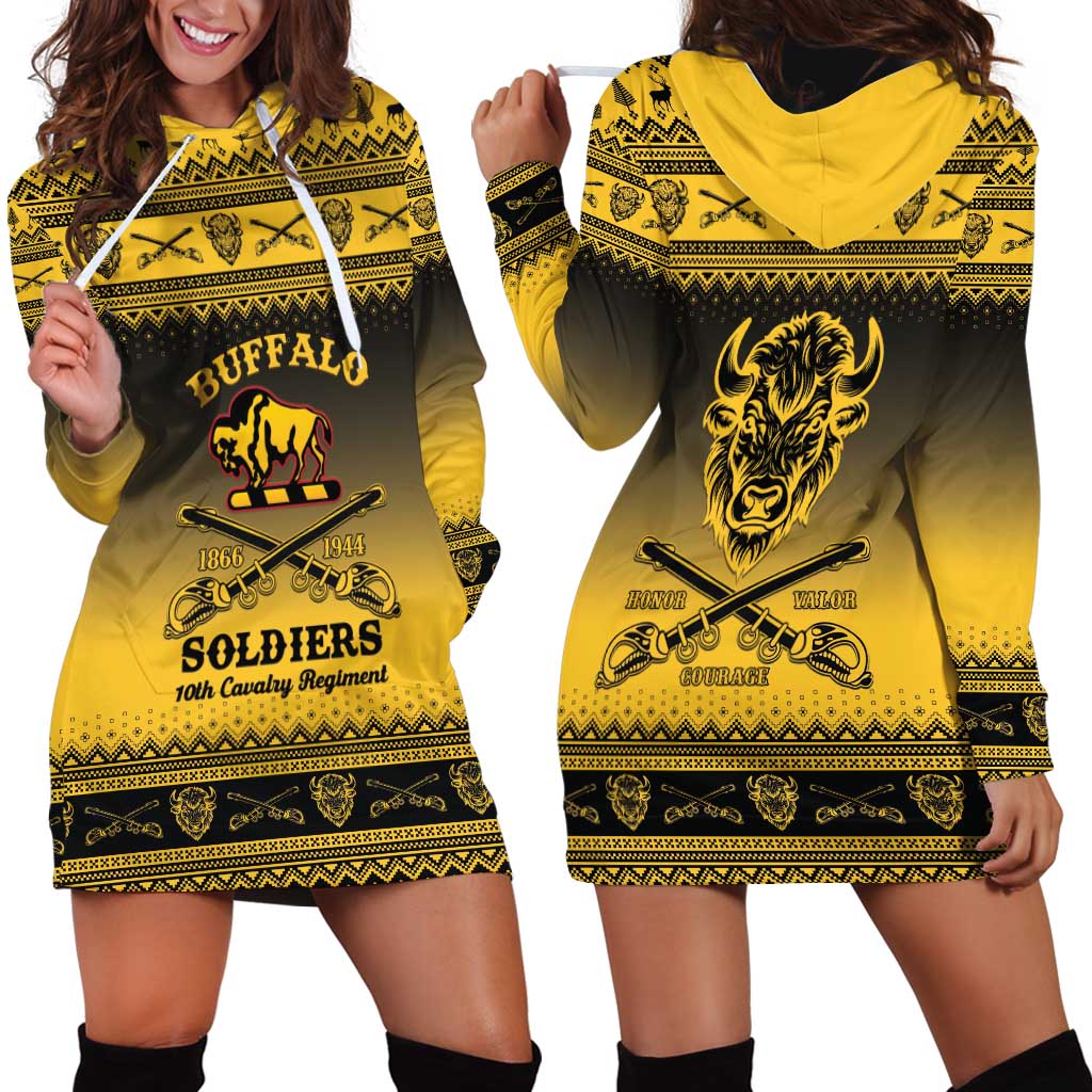 Buffalo Soldiers Christmas Hoodie Dress 10th Cavalry Regiment - Wonder Print Shop
