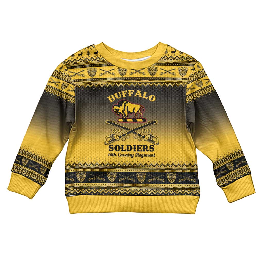 Buffalo Soldiers Christmas Kid Ugly Christmas Sweater 10th Cavalry Regiment - Wonder Print Shop