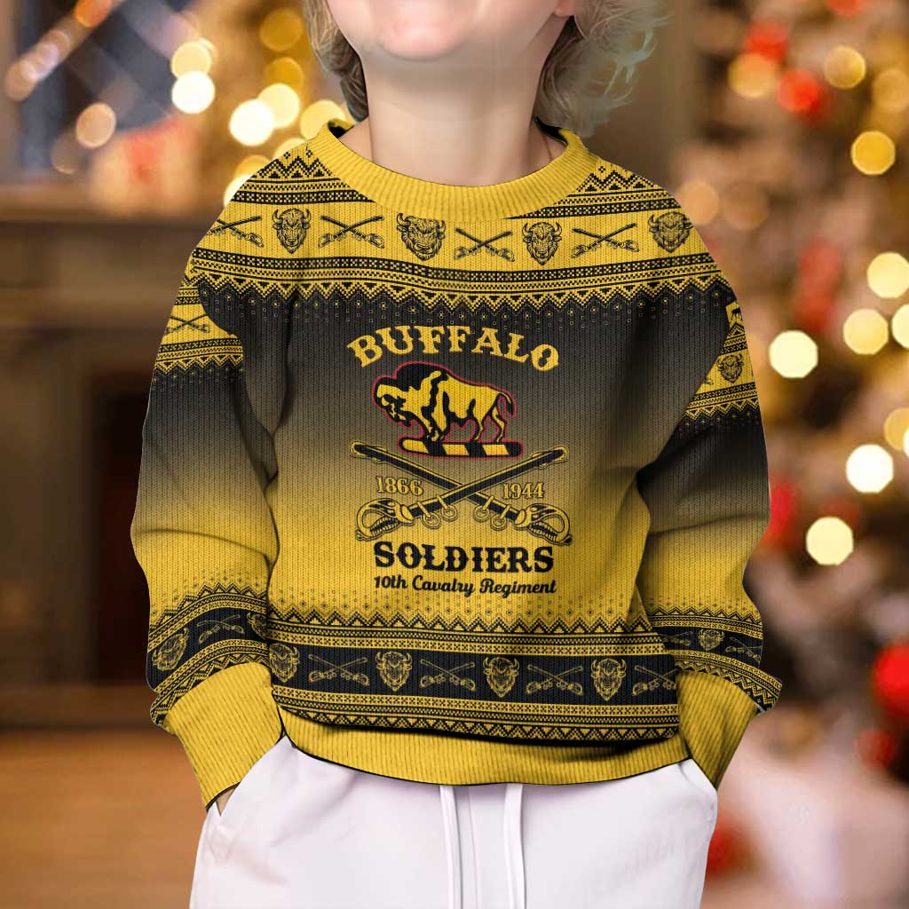 Buffalo Soldiers Christmas Kid Ugly Christmas Sweater 10th Cavalry Regiment - Wonder Print Shop