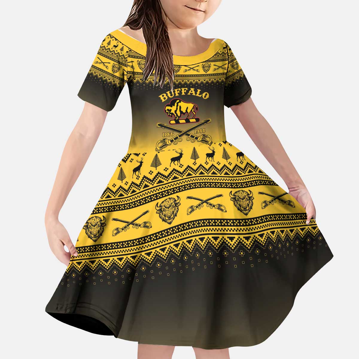 Buffalo Soldiers Christmas Kid Short Sleeve Dress 10th Cavalry Regiment - Wonder Print Shop