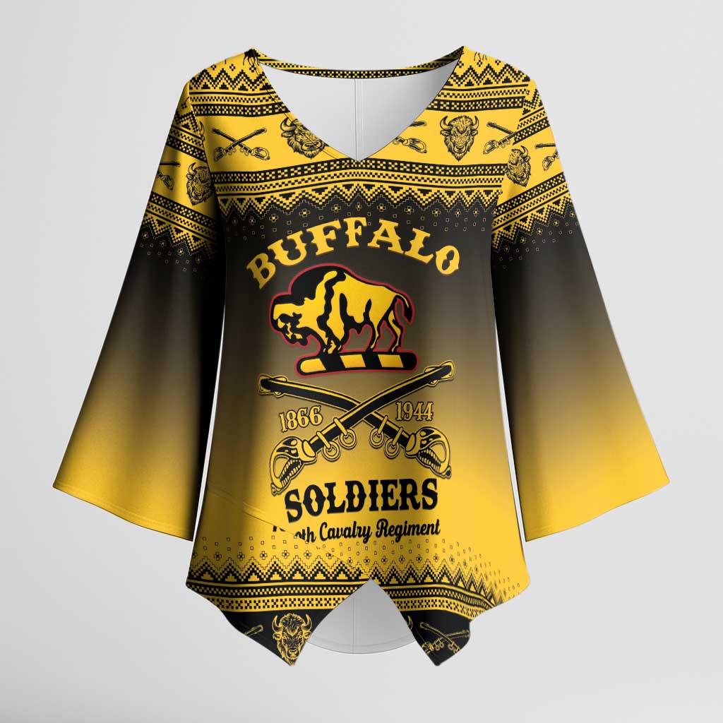 Buffalo Soldiers Christmas Kimono Sleeve Blouse 10th Cavalry Regiment - Wonder Print Shop
