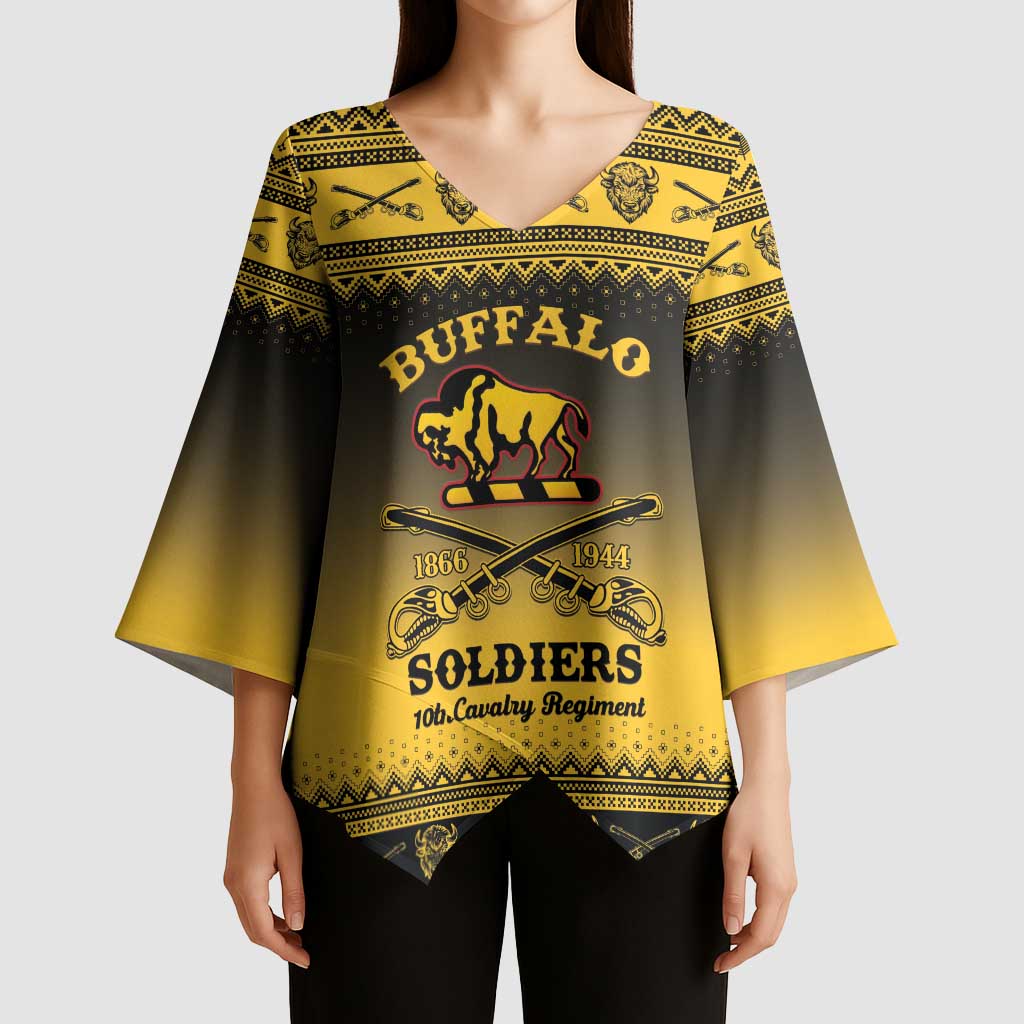 Buffalo Soldiers Christmas Kimono Sleeve Blouse 10th Cavalry Regiment - Wonder Print Shop