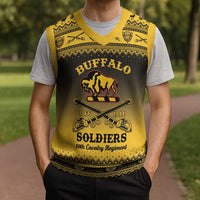 Buffalo Soldiers Christmas Knitted V-Neck Vest 10th Cavalry Regiment - Wonder Print Shop