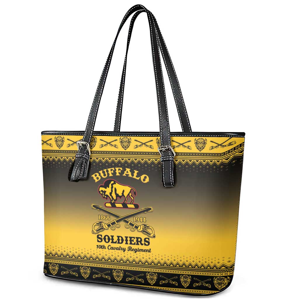 Buffalo Soldiers Christmas Leather Tote Bag 10th Cavalry Regiment - Wonder Print Shop