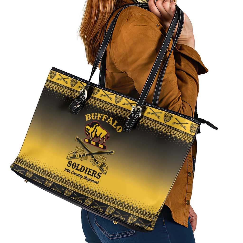 Buffalo Soldiers Christmas Leather Tote Bag 10th Cavalry Regiment - Wonder Print Shop