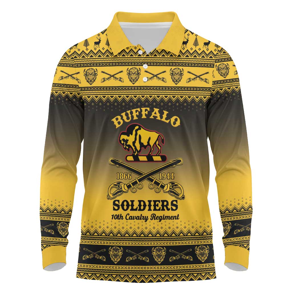 Buffalo Soldiers Christmas Long Sleeve Polo Shirt 10th Cavalry Regiment - Wonder Print Shop