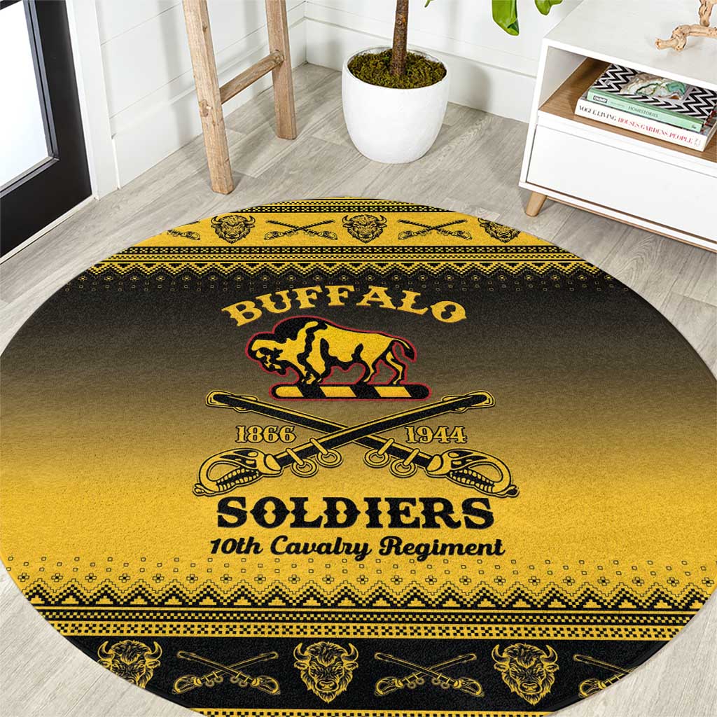 Buffalo Soldiers Christmas Round Carpet 10th Cavalry Regiment - Wonder Print Shop