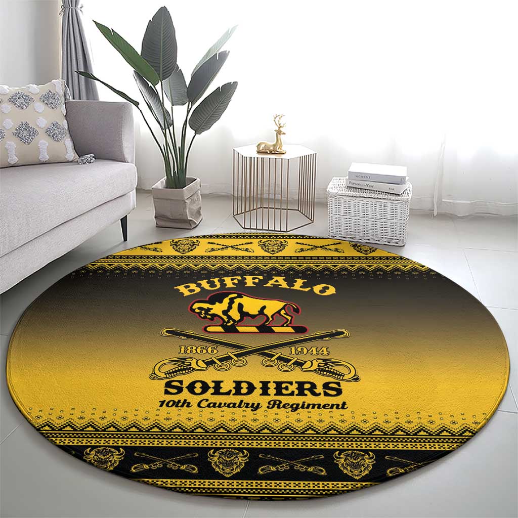 Buffalo Soldiers Christmas Round Carpet 10th Cavalry Regiment - Wonder Print Shop